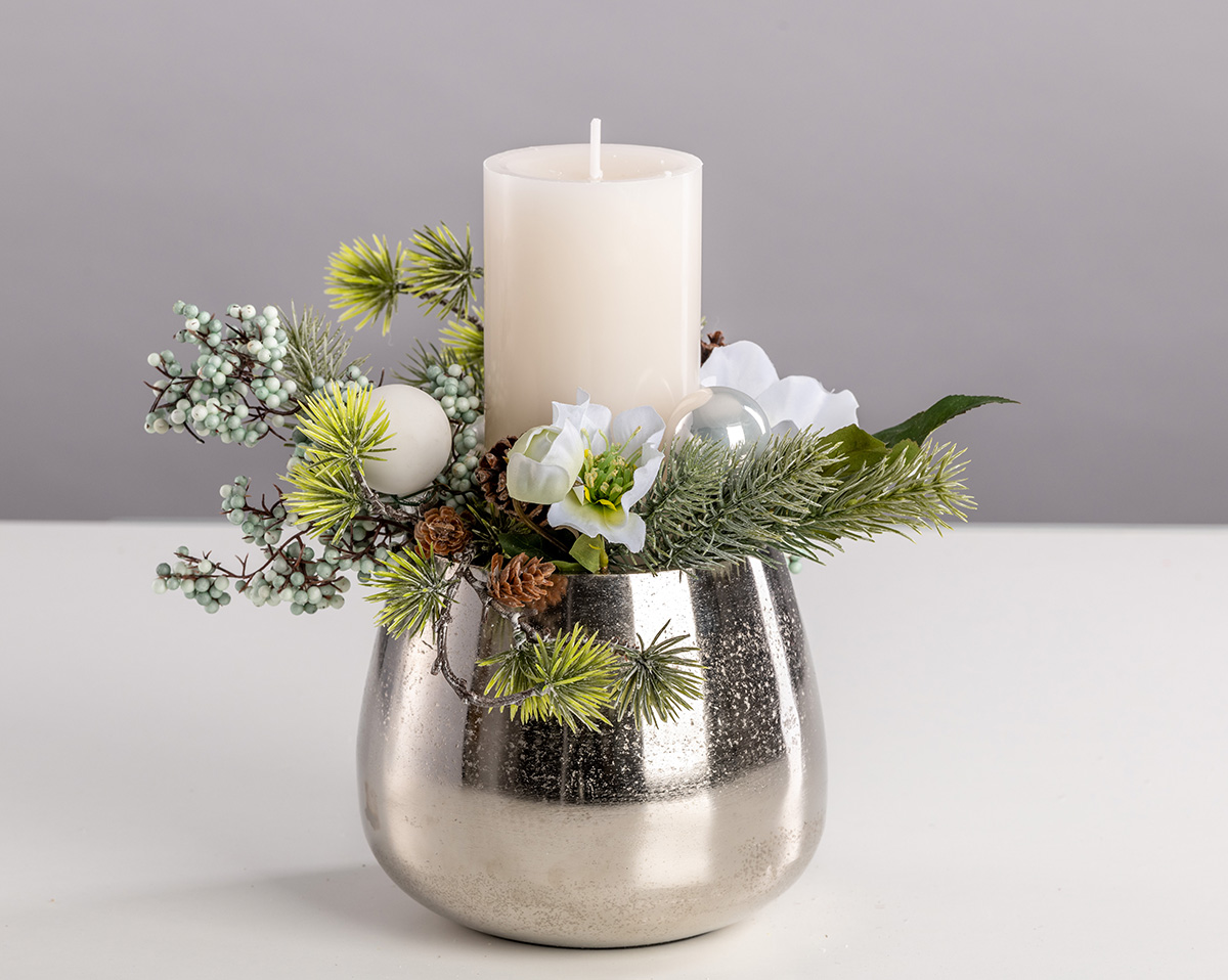 ANGEL | Wintergesteck mit Kerze, creme 
