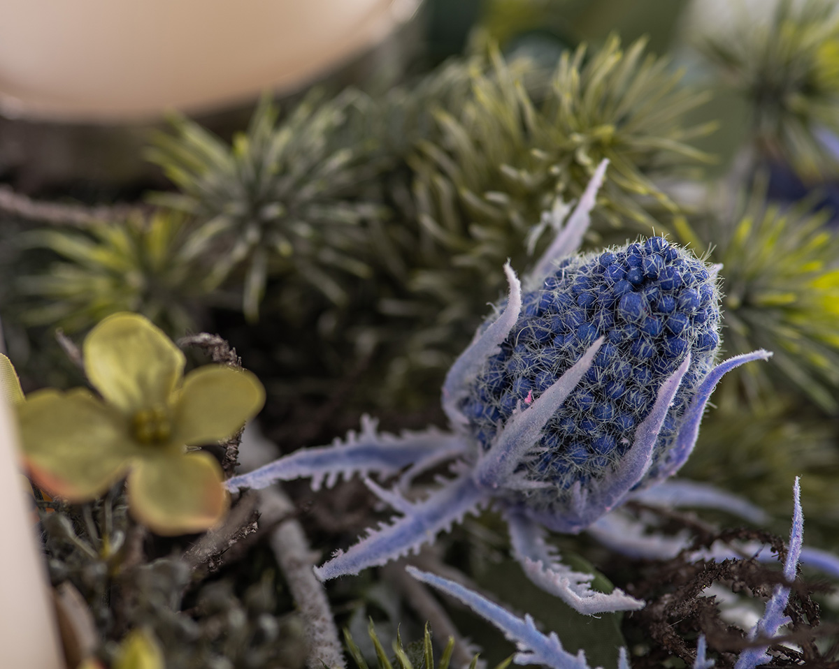 ADVENTSKRANZ BLAU | Künstlicher Adventskranz 45 cm, blau 