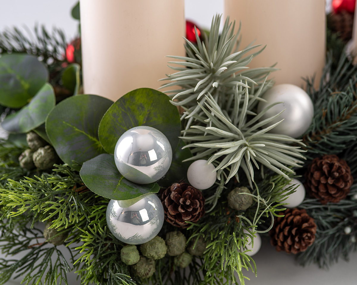 ADVENTSKRANZ LANG WHITE | Künstlicher Adventskranz, weiss