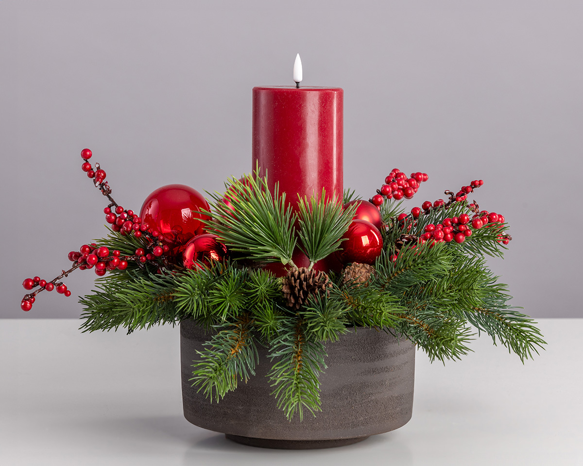 CLASSY CHRISTMAS | Winterliches Arrangement  mit LED-Echtwachskerze