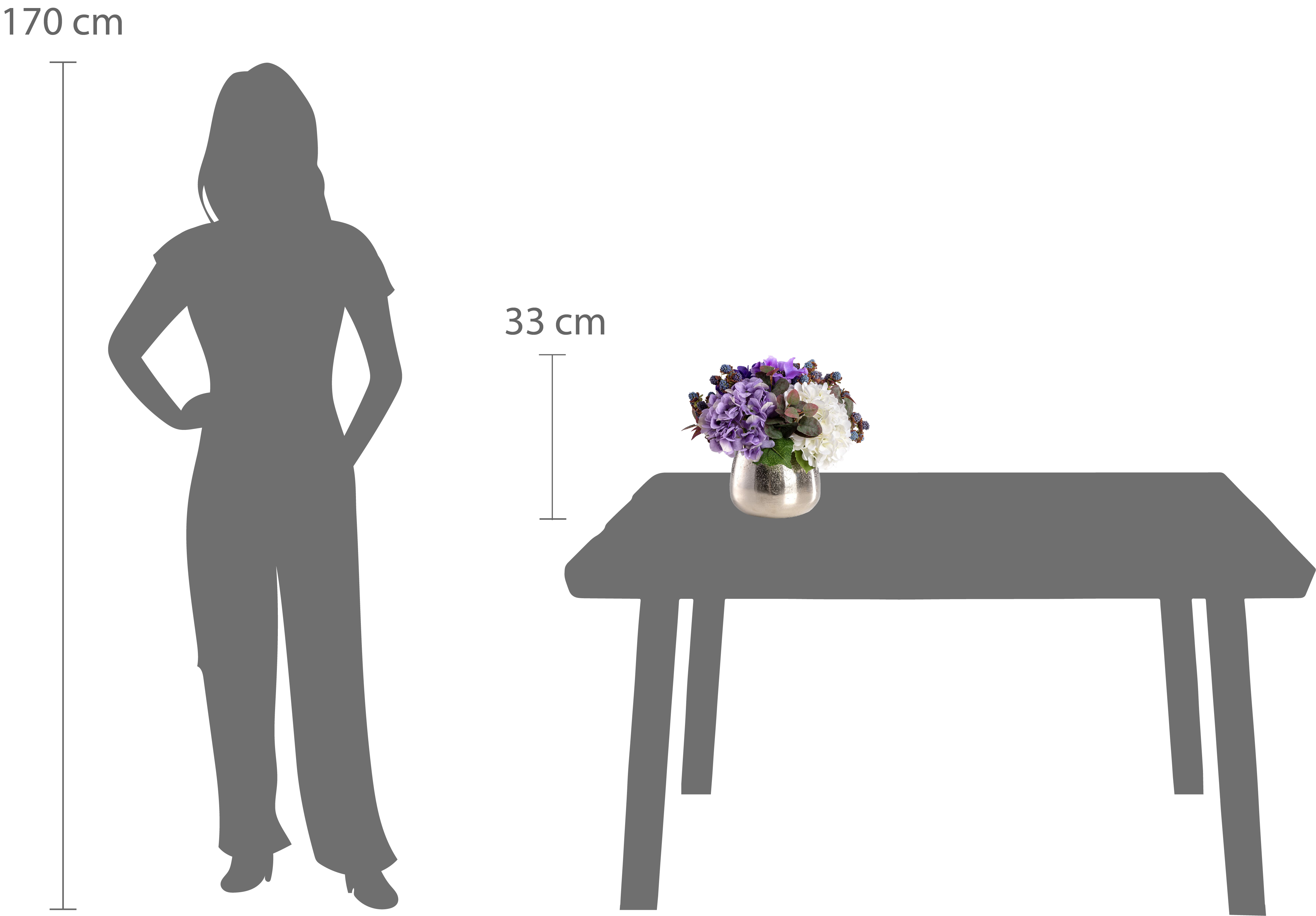 MOONSHINE | Kunstblumengesteck mit künstlichen Brombeeren und Hortensien 