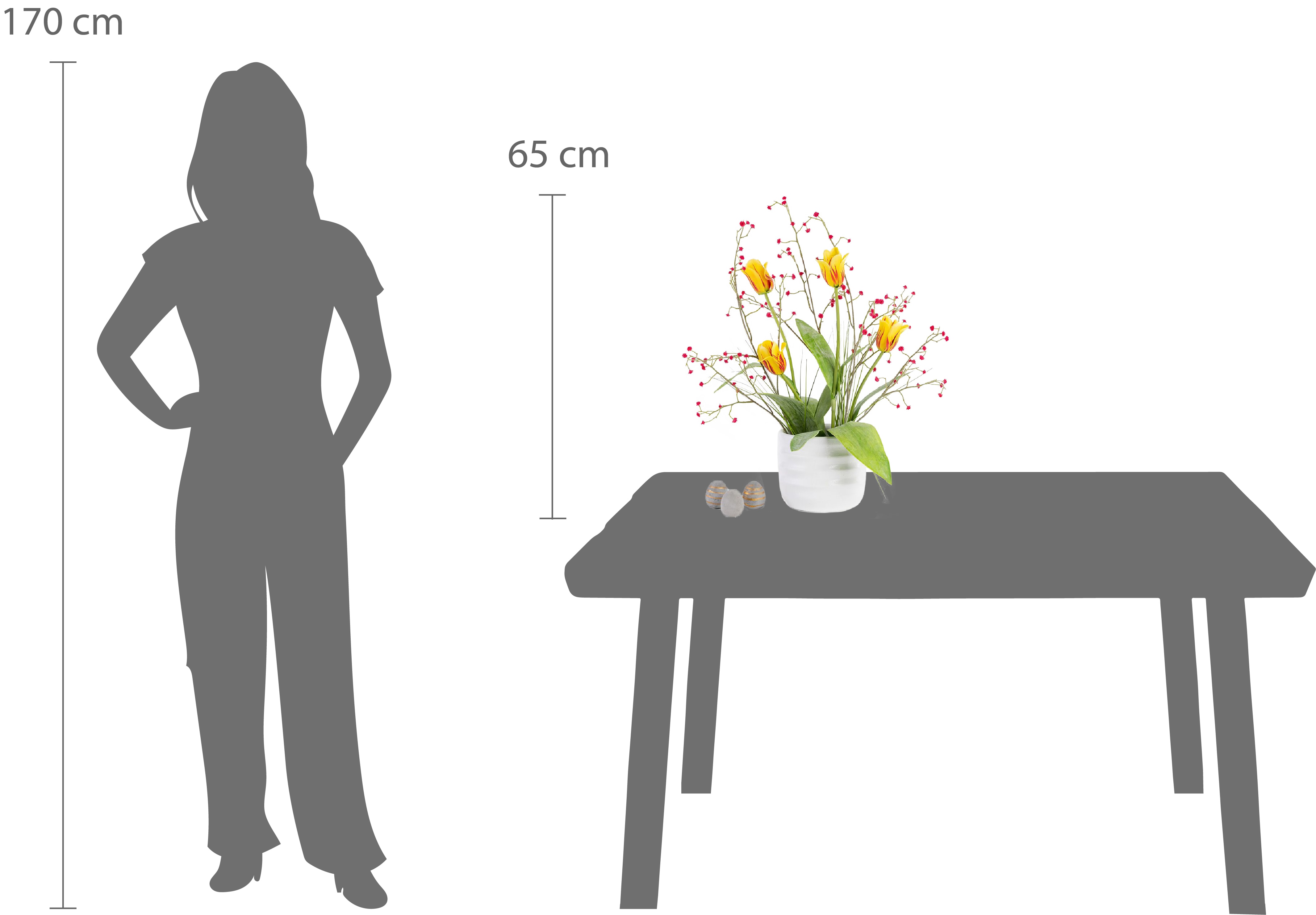 MRS. SPRING | Gesteck mit künstlichem Schleierkraut und Tulpen