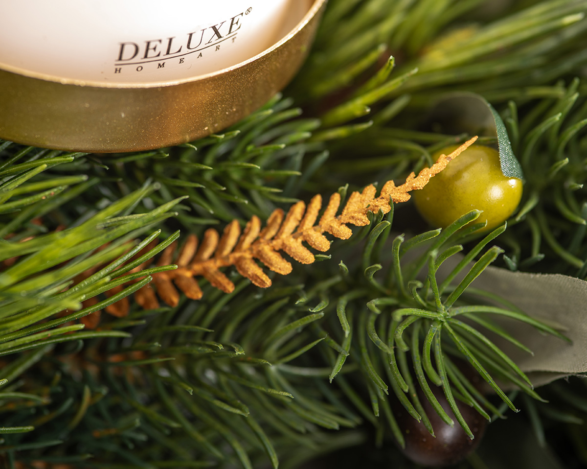 ADVENTSKRANZ GOLD | Künstlicher Adventskranz 45 cm, gold