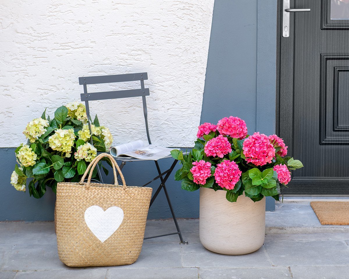 SET HORTENSIE | Künstliche, pinke Hortensie 