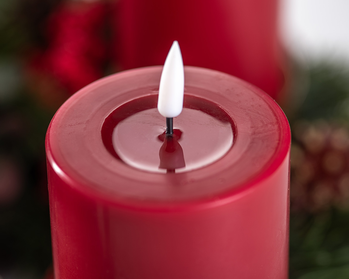 ADVENTSKRANZ ROT | Künstlicher Adventskranz 45 cm, rot 